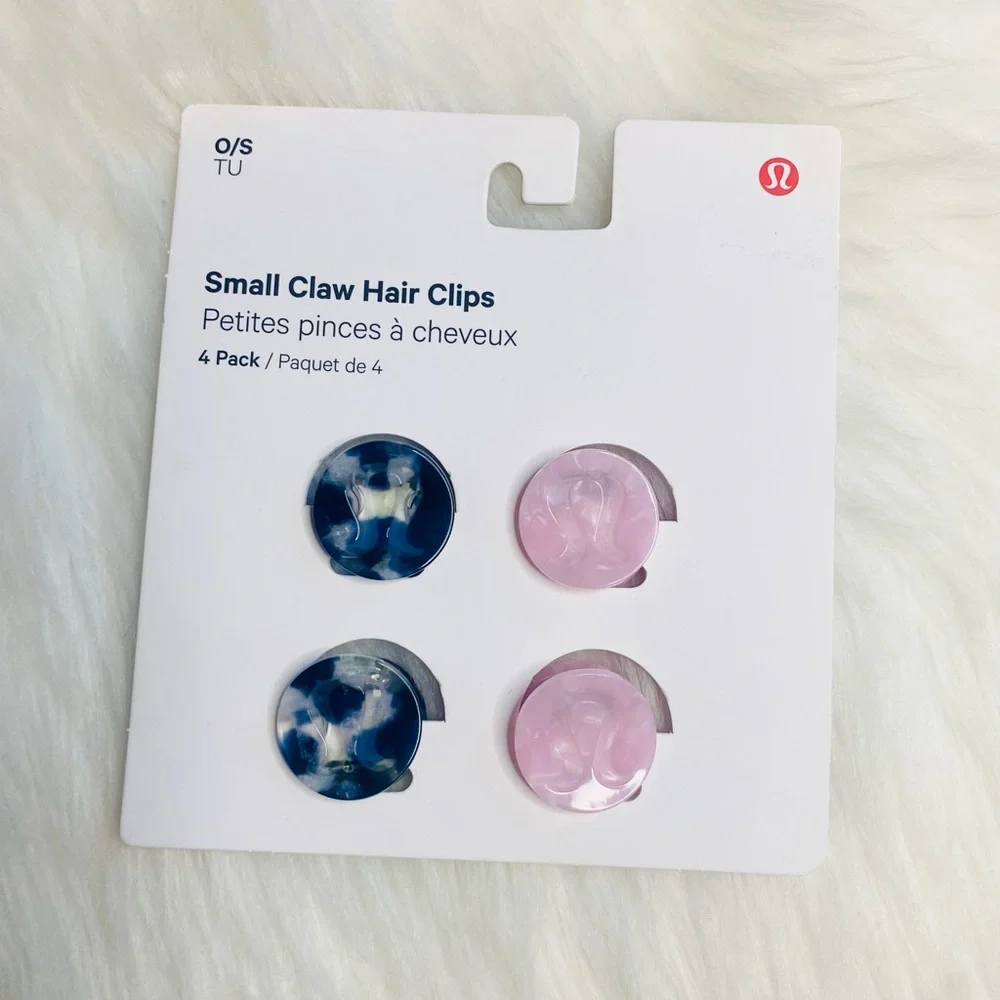 Lululemon Hair Small Claw Clips 4 pack BMVA/P1PE Pink Blue New